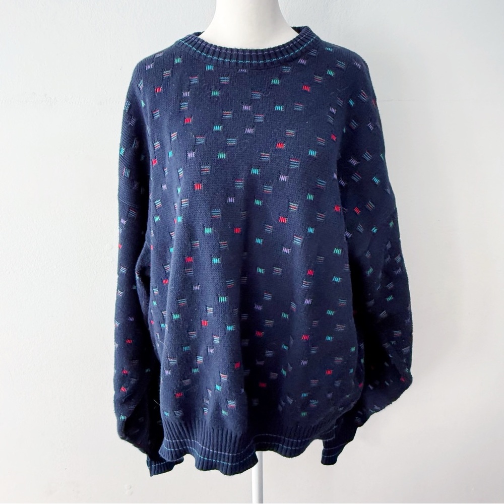 Vintage Men 90s‎ Cotton Oversized Sweater XL Grandpa Classic Preppy Cosby Casual
